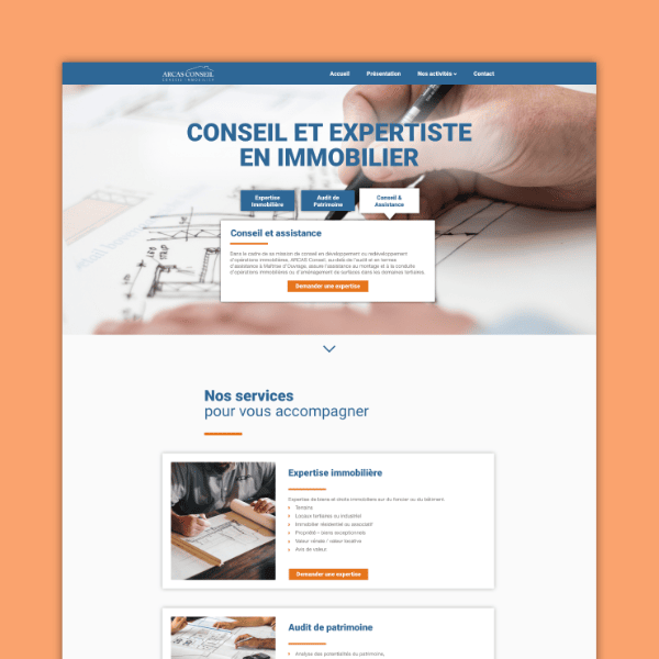 Visuel d'aperçu de la refonte de l'interface du site Arcas Conseil