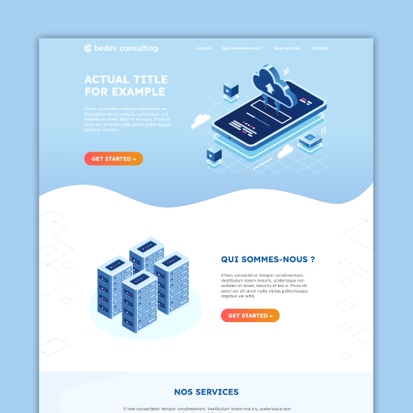 Visuel d'aperçu de mon travail de web design du site de Bedev Consulting